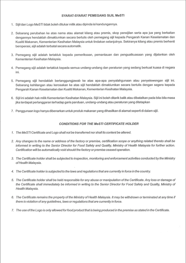MeSTI Certificate, page 2